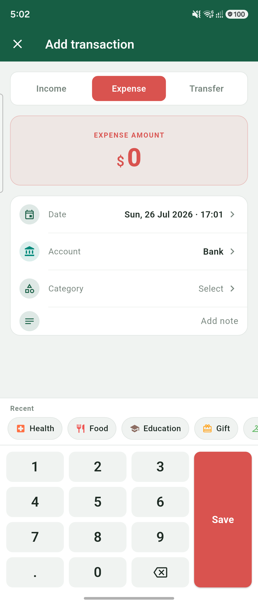Add transaction
